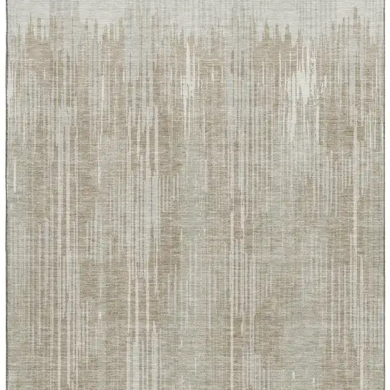 Beige And Taupe Striped Washable Area Rug With UV Protection Photo 5