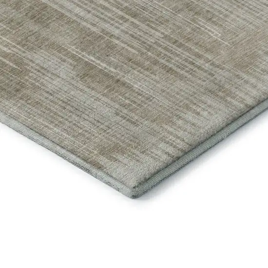 Beige And Taupe Striped Washable Area Rug With UV Protection Photo 5