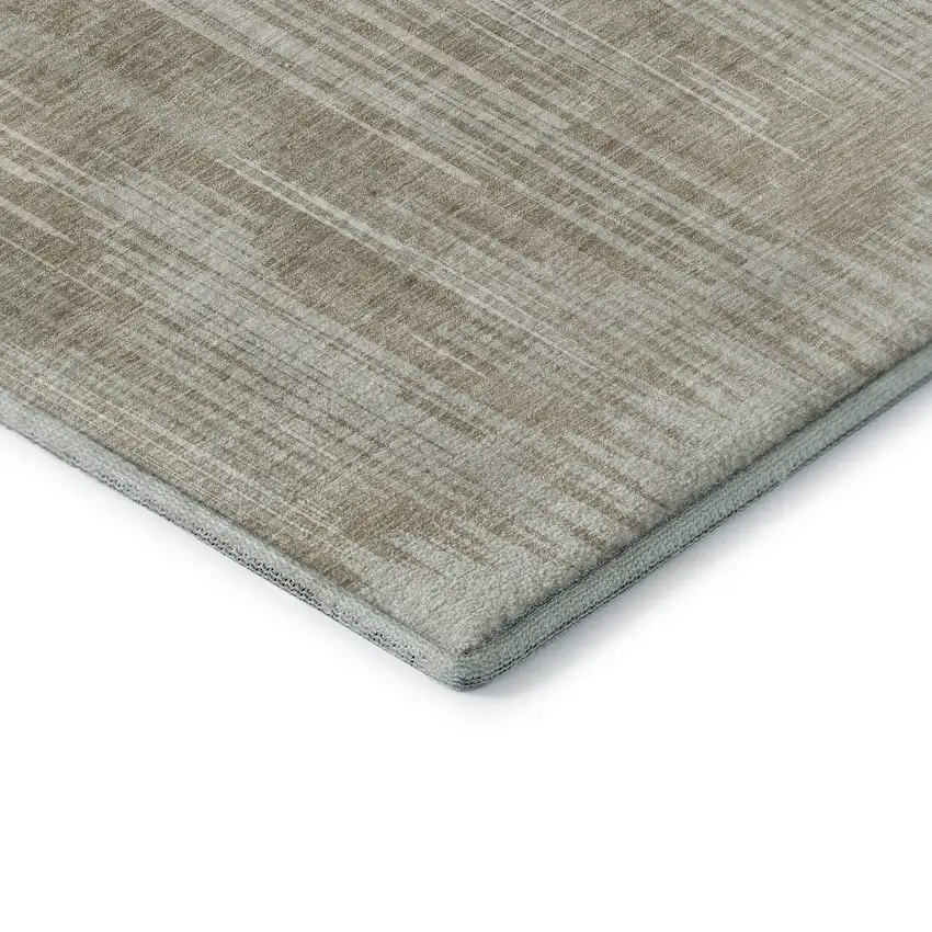 Beige And Taupe Striped Washable Area Rug With UV Protection Photo 5