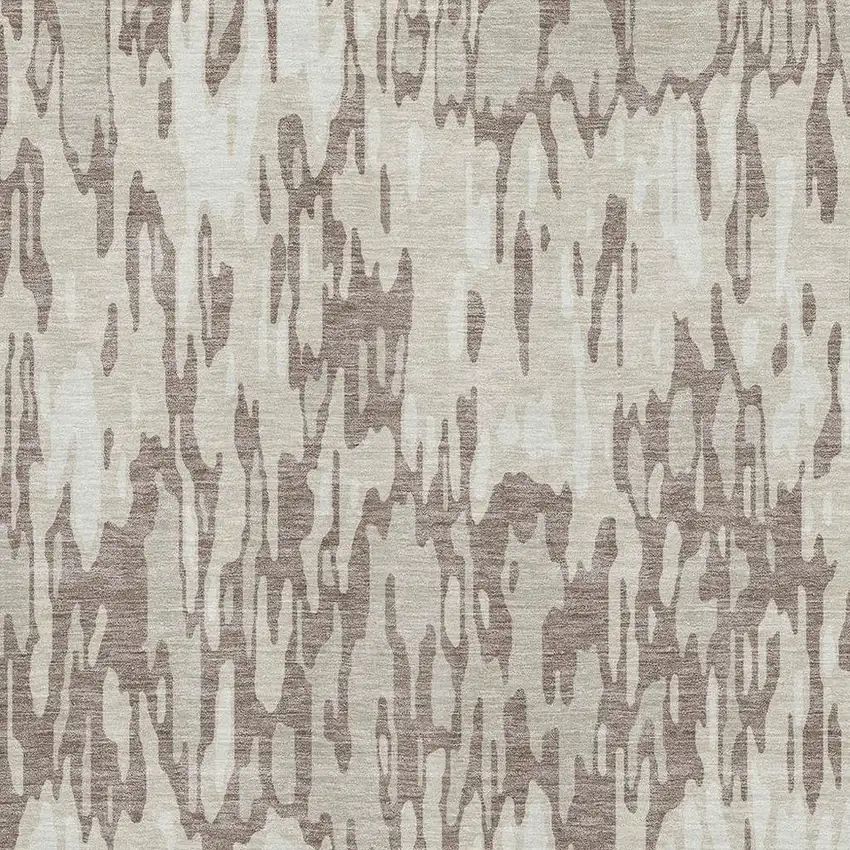 Beige And Taupe Striped Washable Area Rug With UV Protection Photo 2