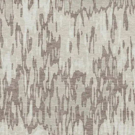 Beige And Taupe Striped Washable Area Rug With UV Protection Photo 2