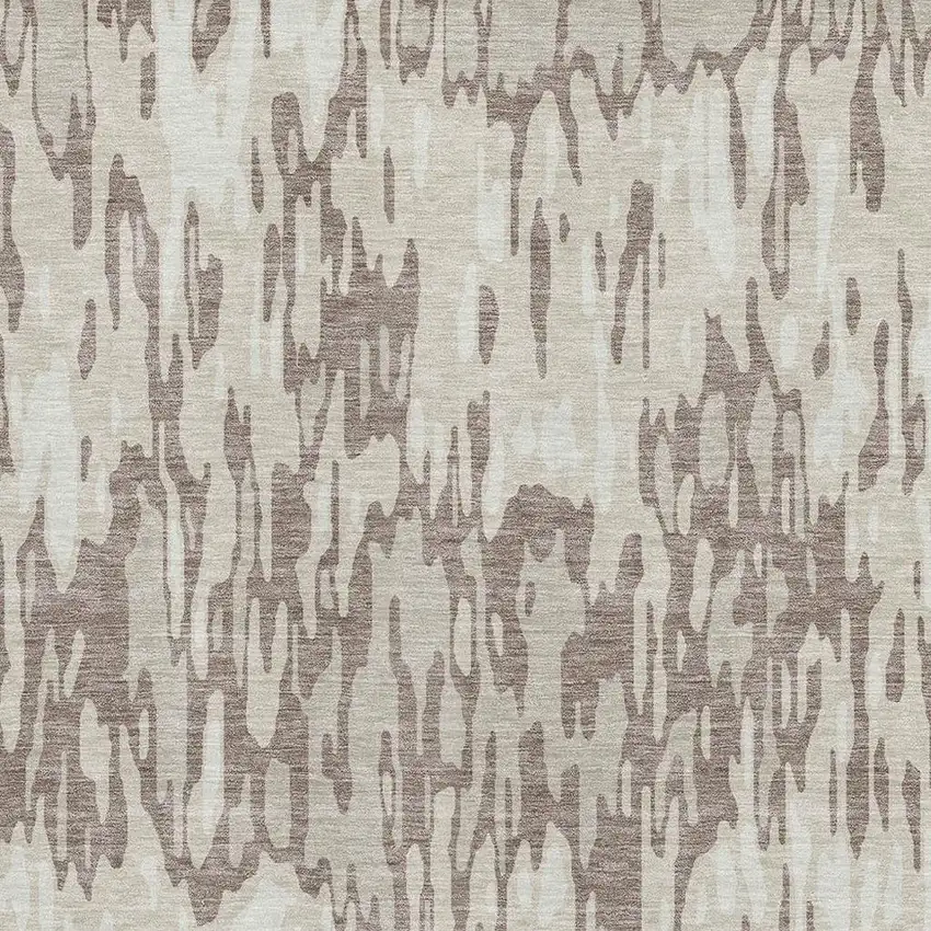 Beige And Taupe Striped Washable Area Rug With UV Protection Photo 2