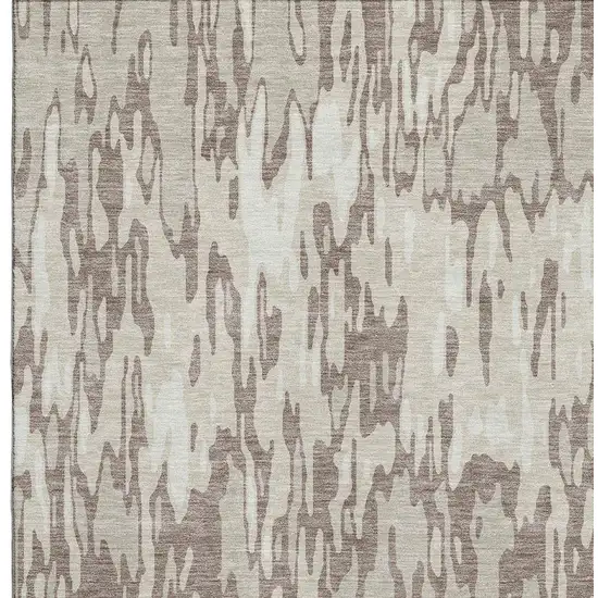Beige And Taupe Striped Washable Area Rug With UV Protection Photo 2