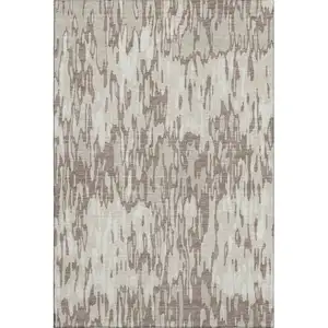 Photo of Beige And Taupe Striped Washable Area Rug With UV Protection