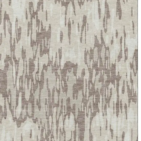 Beige And Taupe Striped Washable Area Rug With UV Protection Photo 2