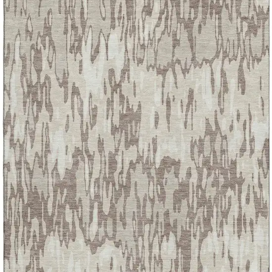 Beige And Taupe Striped Washable Area Rug With UV Protection Photo 3