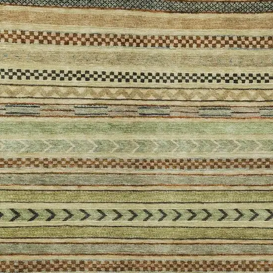 Beige And Taupe Striped Washable Indoor Outdoor Area Rug Photo 4