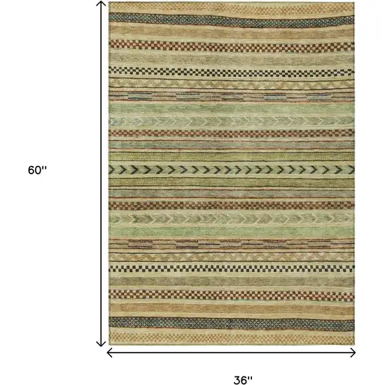 Beige And Taupe Striped Washable Indoor Outdoor Area Rug Photo 6
