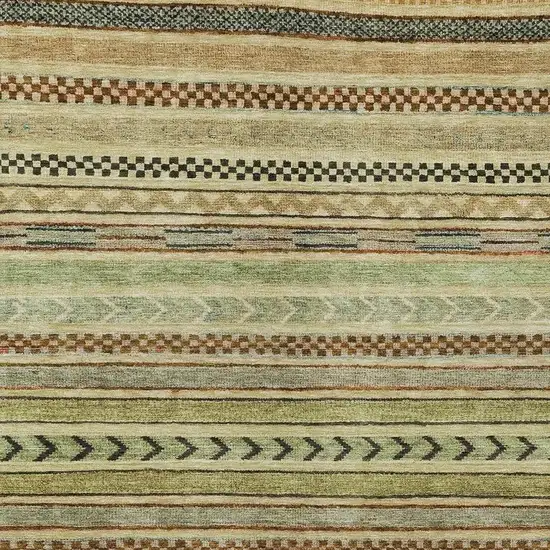 Beige And Taupe Striped Washable Indoor Outdoor Area Rug Photo 4