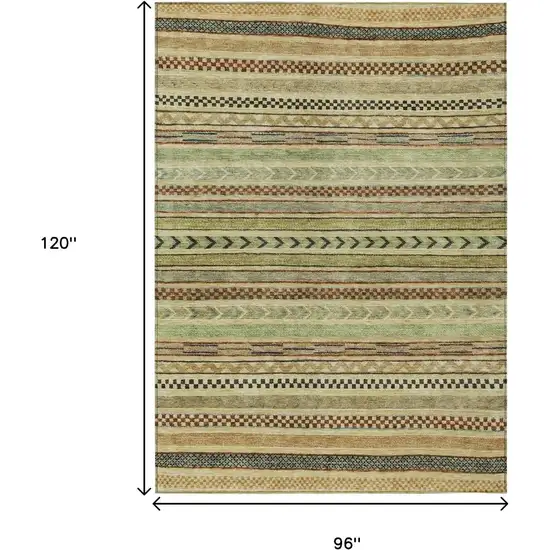 Beige And Taupe Striped Washable Indoor Outdoor Area Rug Photo 6