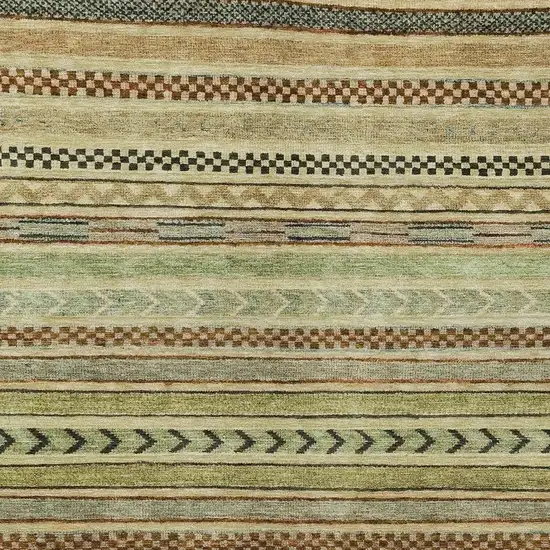Beige And Taupe Striped Washable Indoor Outdoor Area Rug Photo 4