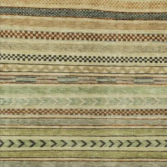 Beige And Taupe Striped Washable Indoor Outdoor Area Rug Photo 3