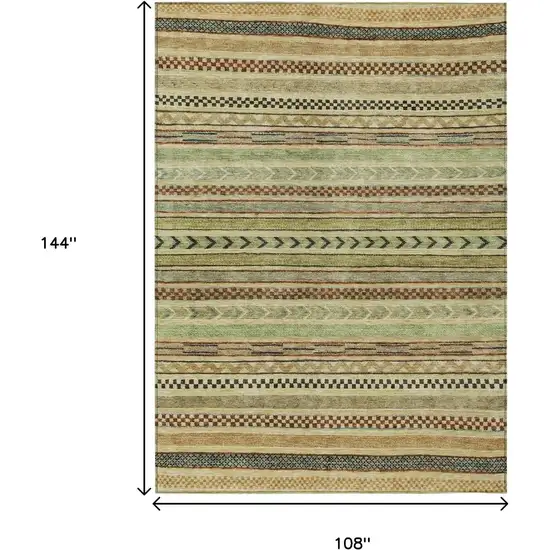 Beige And Taupe Striped Washable Indoor Outdoor Area Rug Photo 6