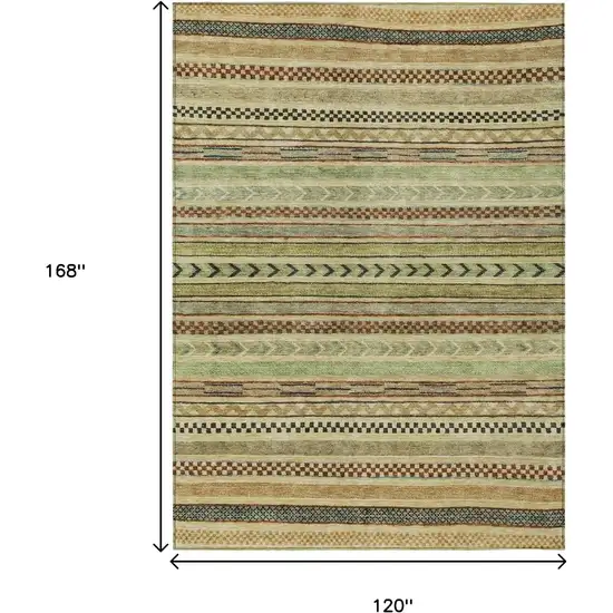 Beige And Taupe Striped Washable Indoor Outdoor Area Rug Photo 7