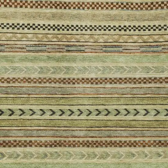 Beige And Taupe Striped Washable Indoor Outdoor Area Rug Photo 5