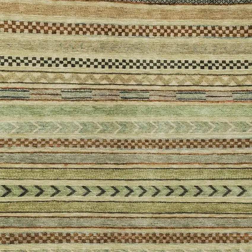 Beige And Taupe Striped Washable Indoor Outdoor Area Rug Photo 3