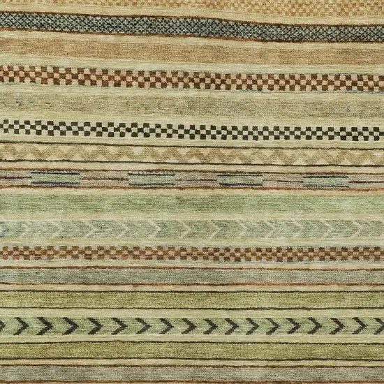 Beige And Taupe Striped Washable Indoor Outdoor Area Rug Photo 4