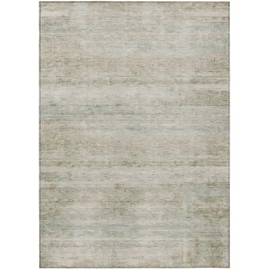 Beige And Taupe Striped Washable Indoor Outdoor Area Rug Photo 1
