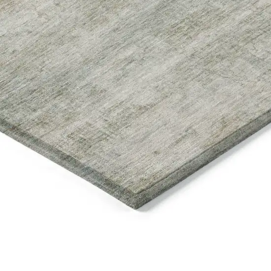 Beige And Taupe Striped Washable Indoor Outdoor Area Rug Photo 4