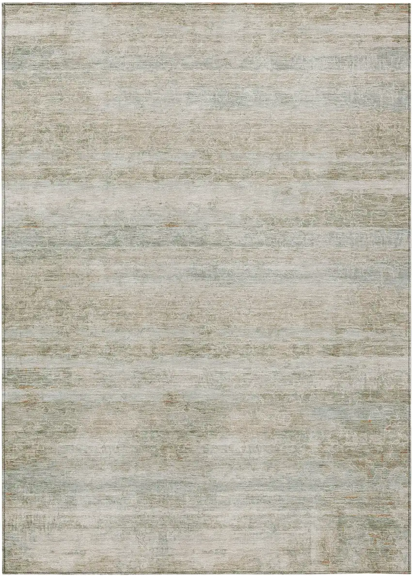 Beige And Taupe Striped Washable Indoor Outdoor Area Rug Photo 1