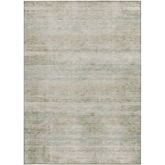 Beige And Taupe Striped Washable Indoor Outdoor Area Rug Photo 3