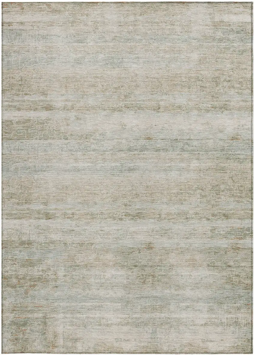 Beige And Taupe Striped Washable Indoor Outdoor Area Rug Photo 3