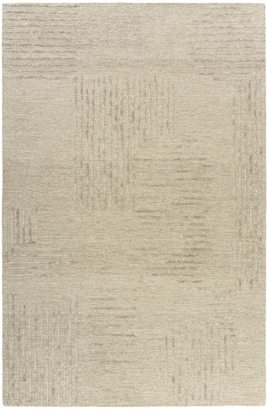 Beige And Taupe Wool Geometric Hand Tufted Square Rug Photo 2