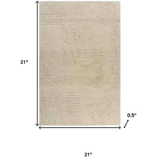 Beige And Taupe Wool Geometric Hand Tufted Square Rug Photo 3