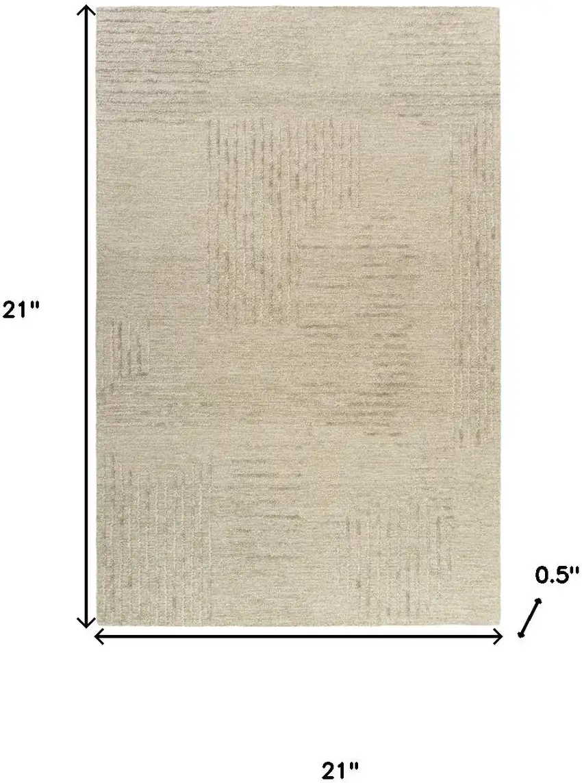 Beige And Taupe Wool Geometric Hand Tufted Square Rug Photo 3