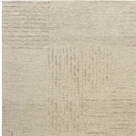 Beige And Taupe Wool Geometric Hand Tufted Square Rug Photo 4