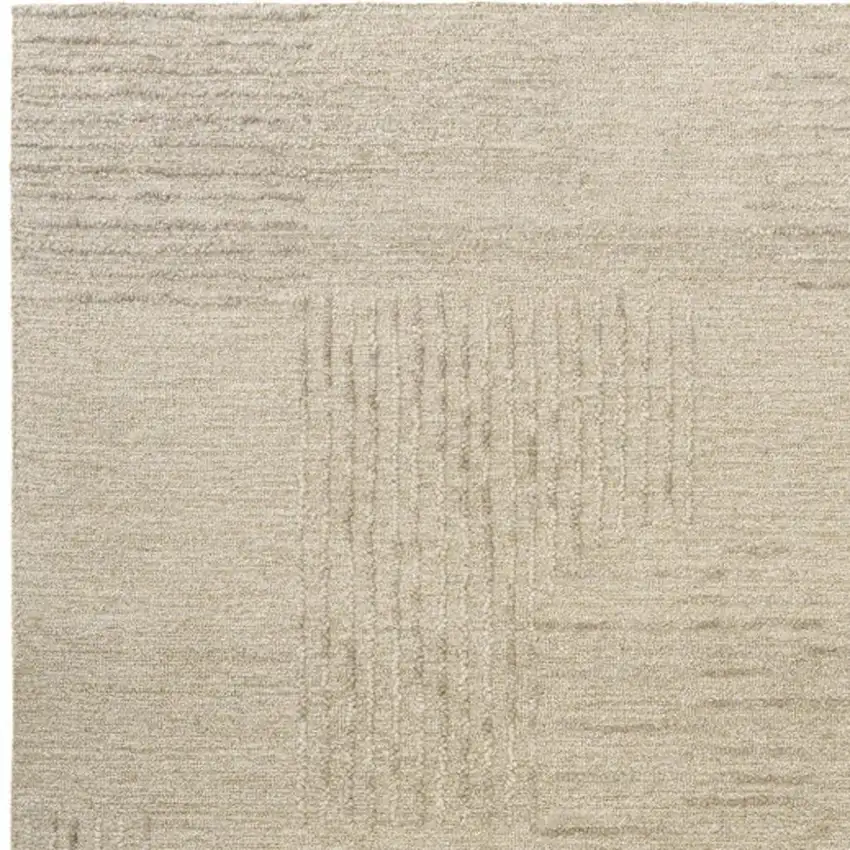 Beige And Taupe Wool Geometric Hand Tufted Square Rug Photo 4