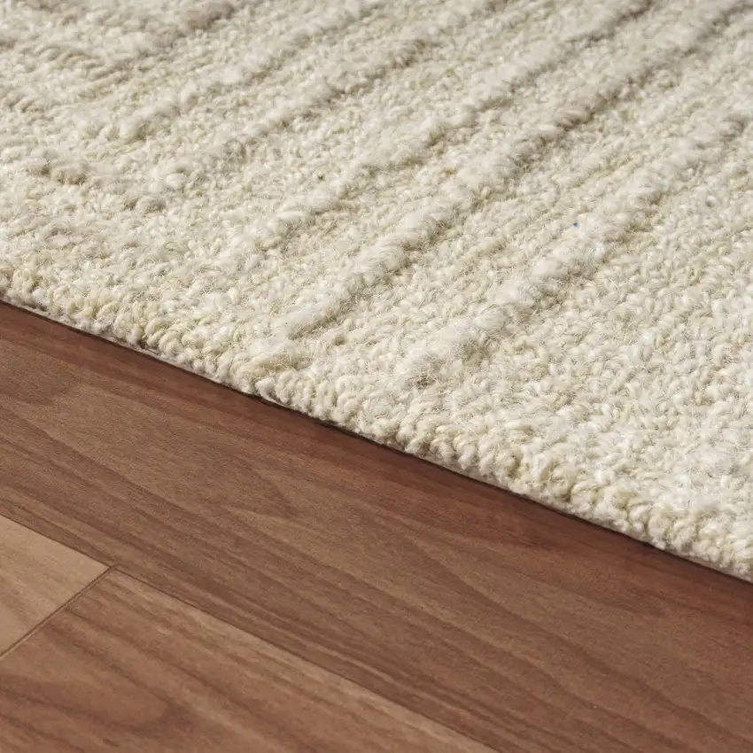 Beige And Taupe Wool Geometric Hand Tufted Square Rug Photo 7