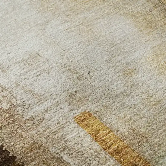 Beige And Teal Abstract Washable Area Rug With UV Protection Photo 5