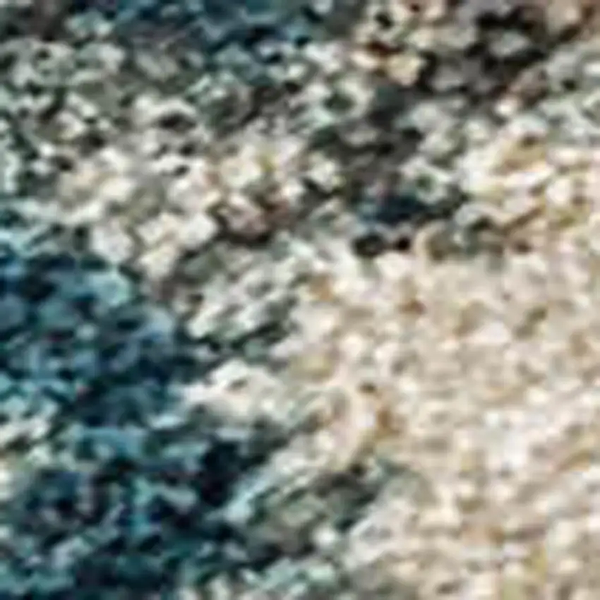 Beige And Teal Blue Abstract Washable Indoor Outdoor Area Rug Photo 3