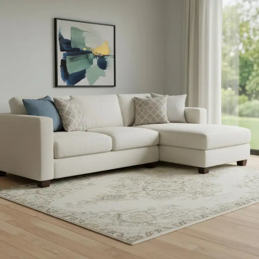 Beige And Wheat Abstract Washable Area Rug With UV Protection Photo 2