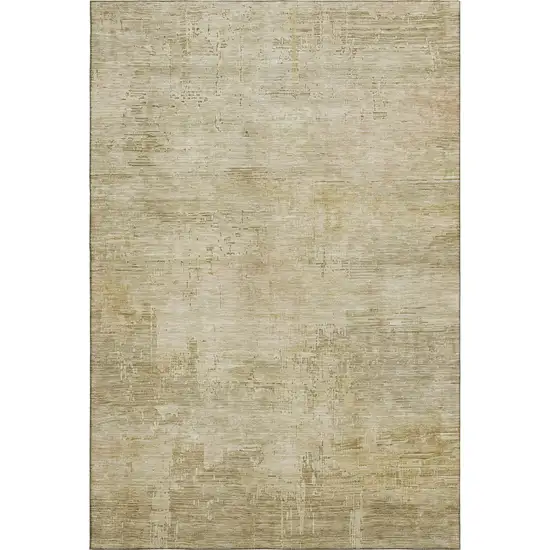 Beige And Wheat Abstract Washable Area Rug With UV Protection Photo 5