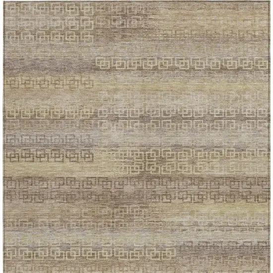 Beige And Wheat Striped Washable Indoor Outdoor Area Rug Photo 3