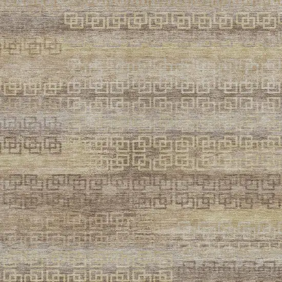 Beige And Wheat Striped Washable Indoor Outdoor Area Rug Photo 3