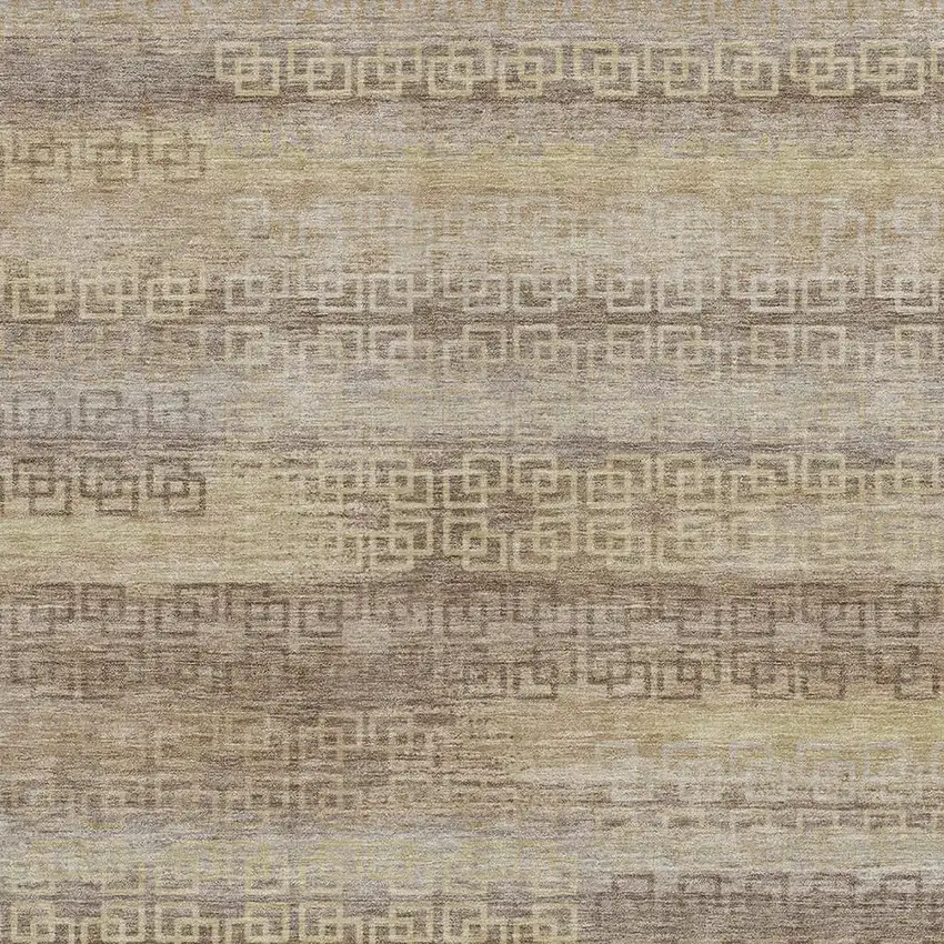 Beige And Wheat Striped Washable Indoor Outdoor Area Rug Photo 3