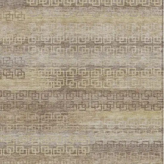 Beige And Wheat Striped Washable Indoor Outdoor Area Rug Photo 3