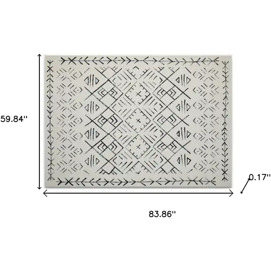 Beige And White Abstract Geometric Washable Area Rug Photo 7