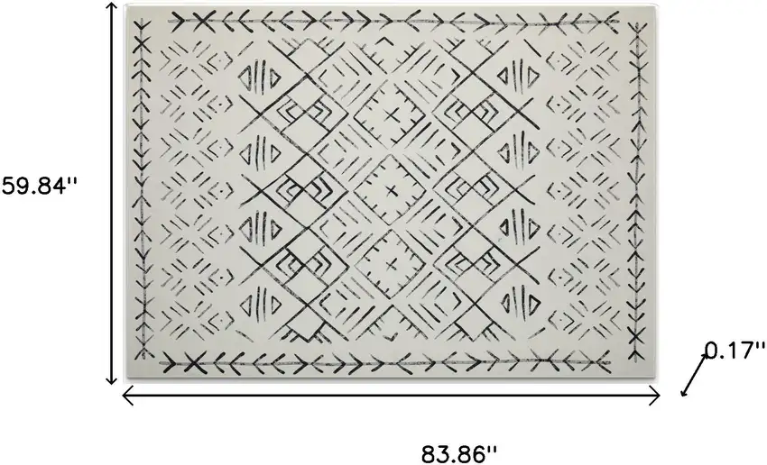 Beige And White Abstract Geometric Washable Area Rug Photo 7