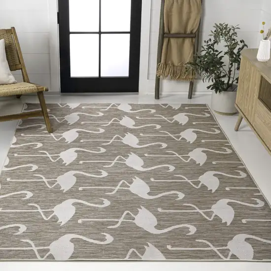 Beige And White Animal Print Indoor Outdoor Area Rug Photo 6