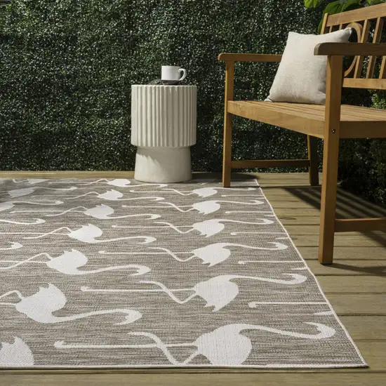 Beige And White Animal Print Indoor Outdoor Area Rug Photo 8
