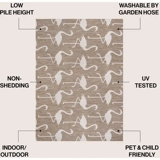 Beige And White Animal Print Indoor Outdoor Area Rug Photo 9