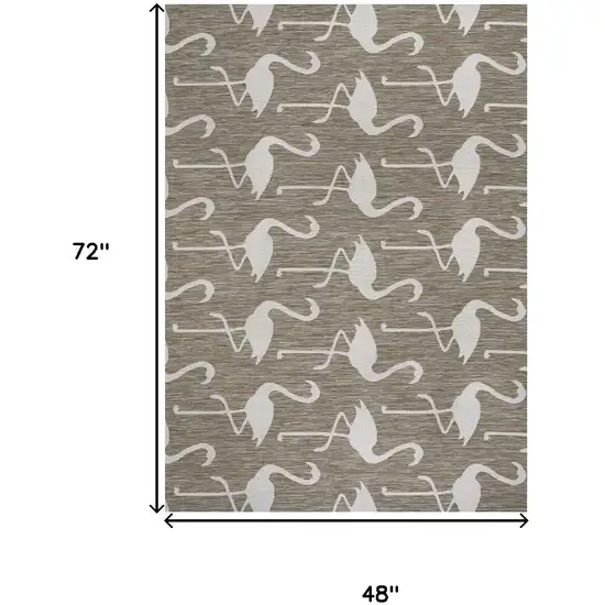 Beige And White Animal Print Indoor Outdoor Area Rug Photo 4