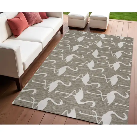 Beige And White Animal Print Indoor Outdoor Area Rug Photo 1