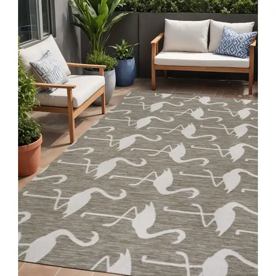 Beige And White Animal Print Indoor Outdoor Area Rug Photo 1