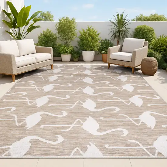Beige And White Animal Print Indoor Outdoor Area Rug Photo 4