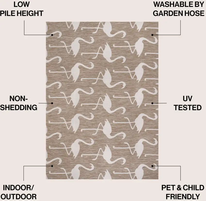 Beige And White Animal Print Indoor Outdoor Area Rug Photo 9